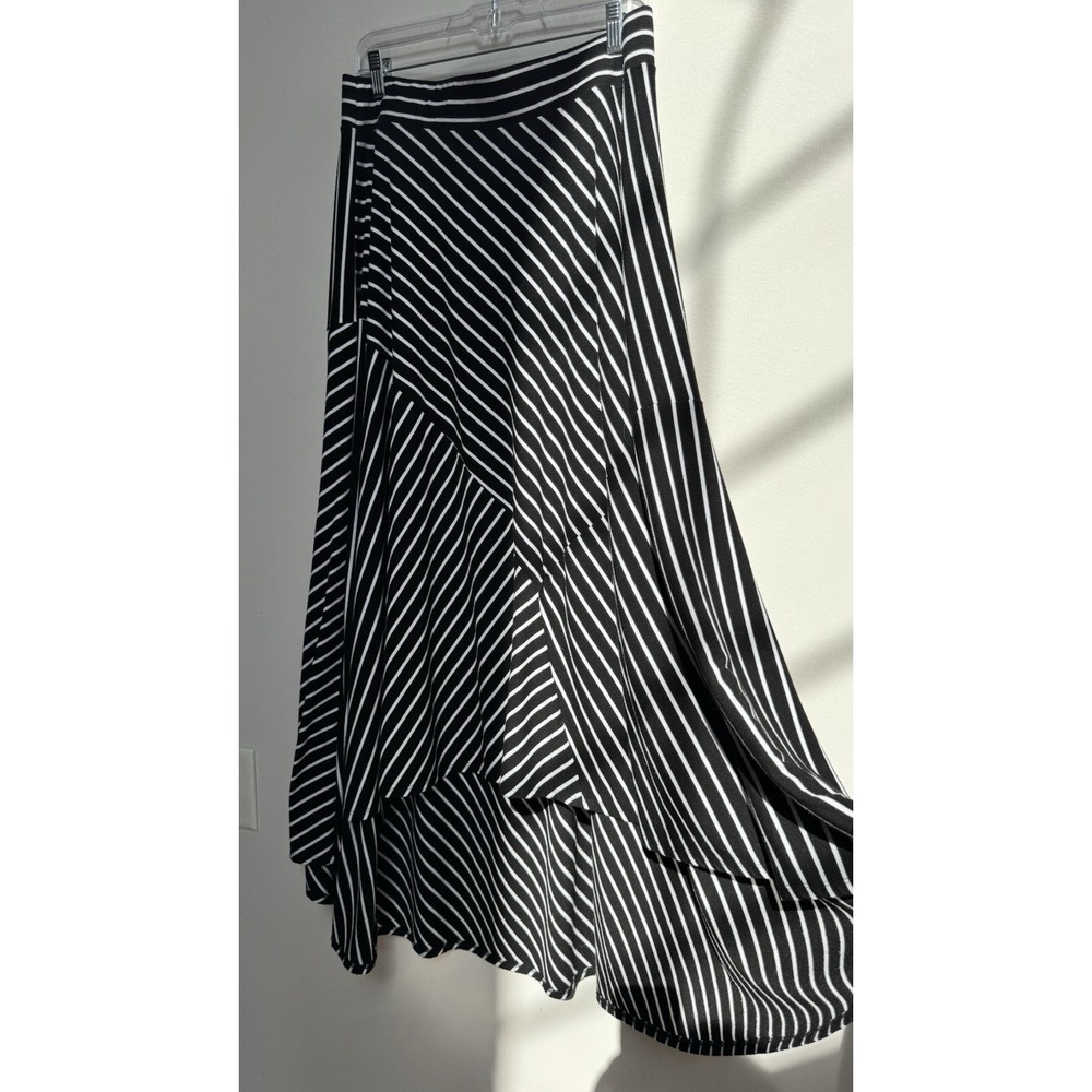 Torrid Hi-Low Maxi Skirt Sz 1 = 14 16 Black White Stripes Nautical Yacht Coastal - Picture 12 of 16